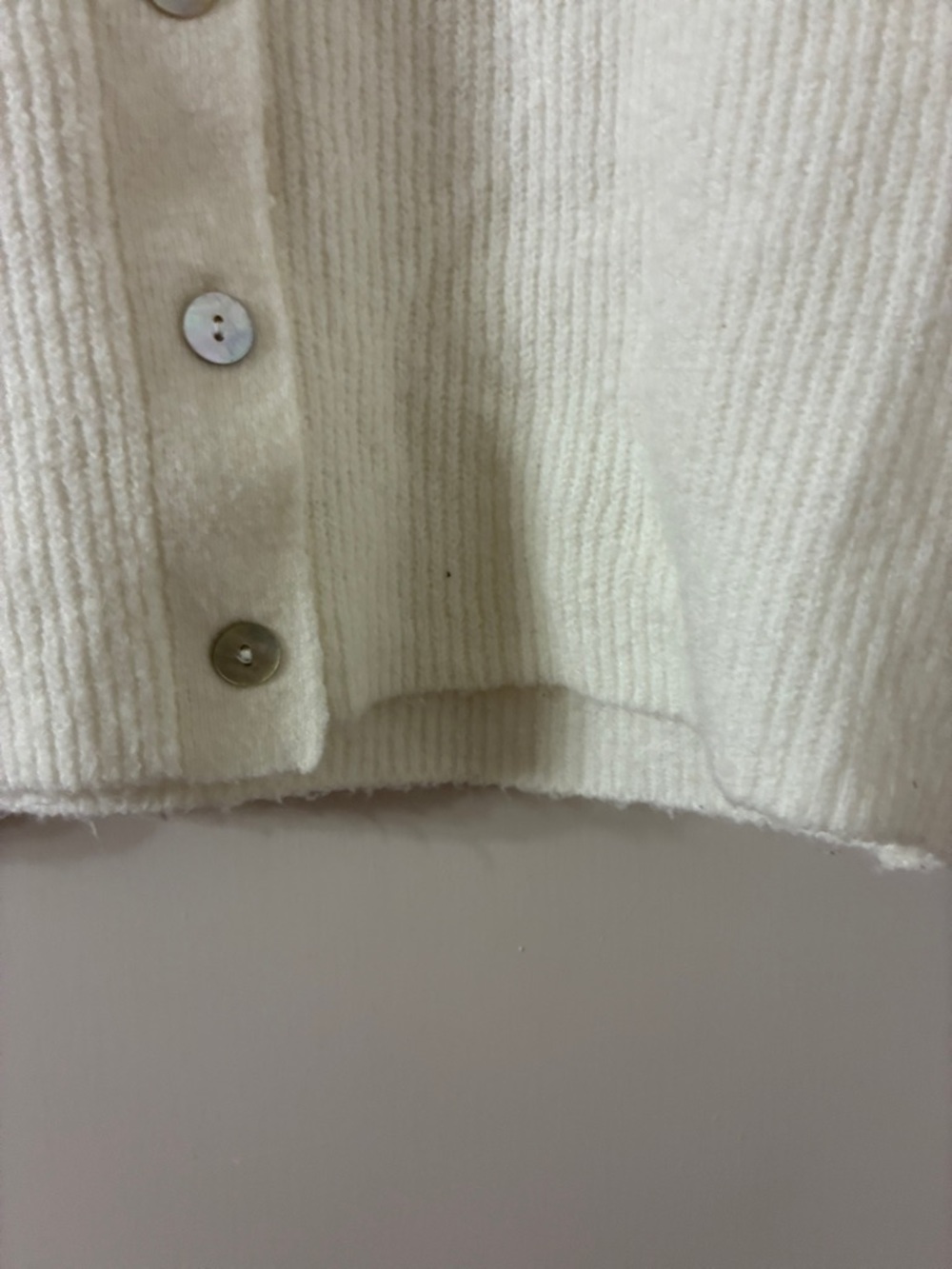 Cream Button-Front Ribbed Collared Shirt - Picture 6 of 6